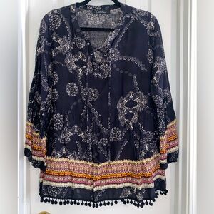 Chic Blue Bohemian Women's Blouse